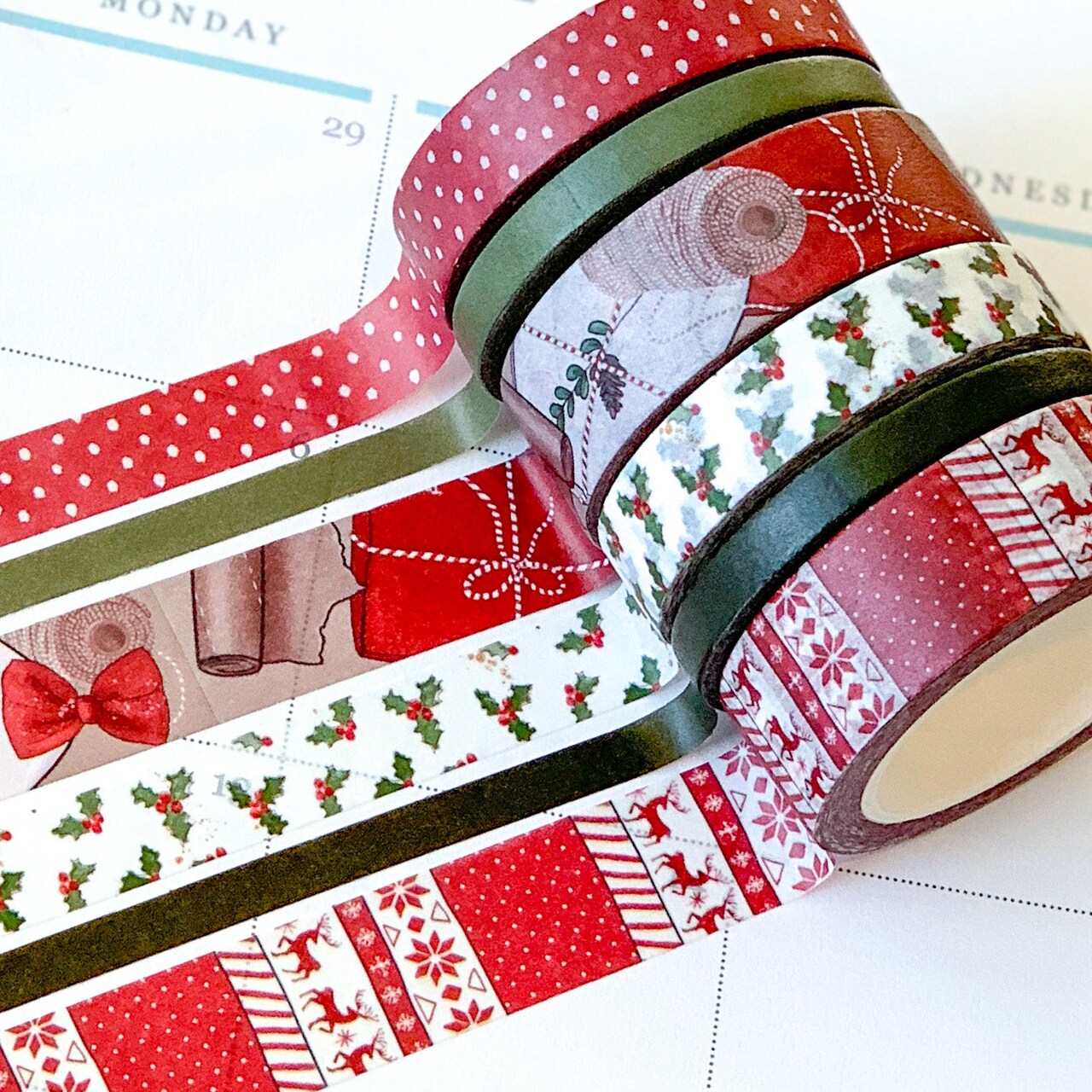 Christmas Presents Red & Green Holiday Washi Tape Set (#W003)